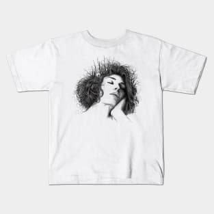 Melancholic woman digital illustration. Hand drawn sketch Kids T-Shirt